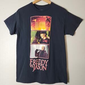 Freddy Vs Jason Men's Black Graphic Tee Short Sleeve Rare Size Medium